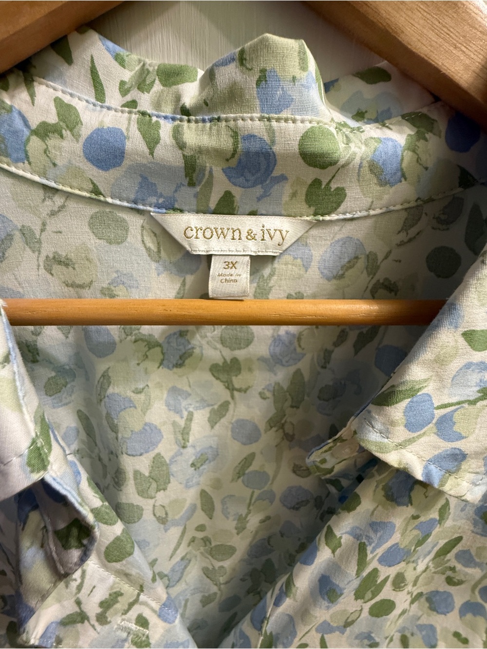 Light Blue & Green Floral Button-Front Maxi Dress - Picture 2 of 3